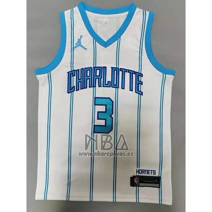 Camiseta Charlotte Hornets Terry Rozier III NO 3 Association 2020-21 Blanco